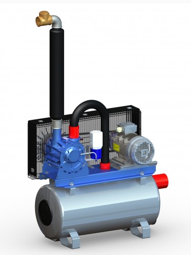 Vakuumpumpe 1250 Liter, 3,0 kW, auf Tank, komplett