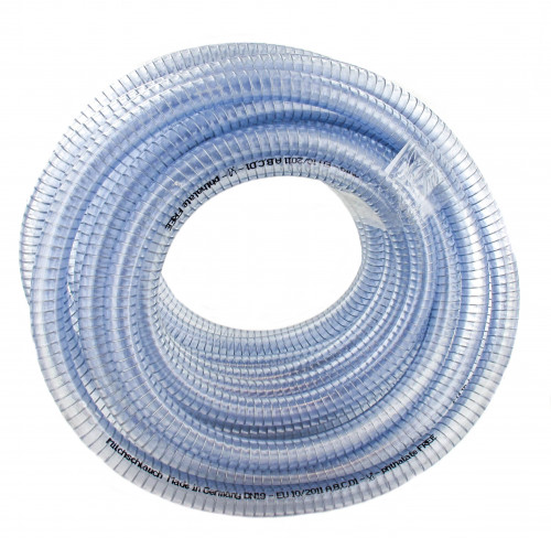 m PVC-Druckschlauch 32 x 40 x 4,0 mm mit Drahtspirale, glasklar
