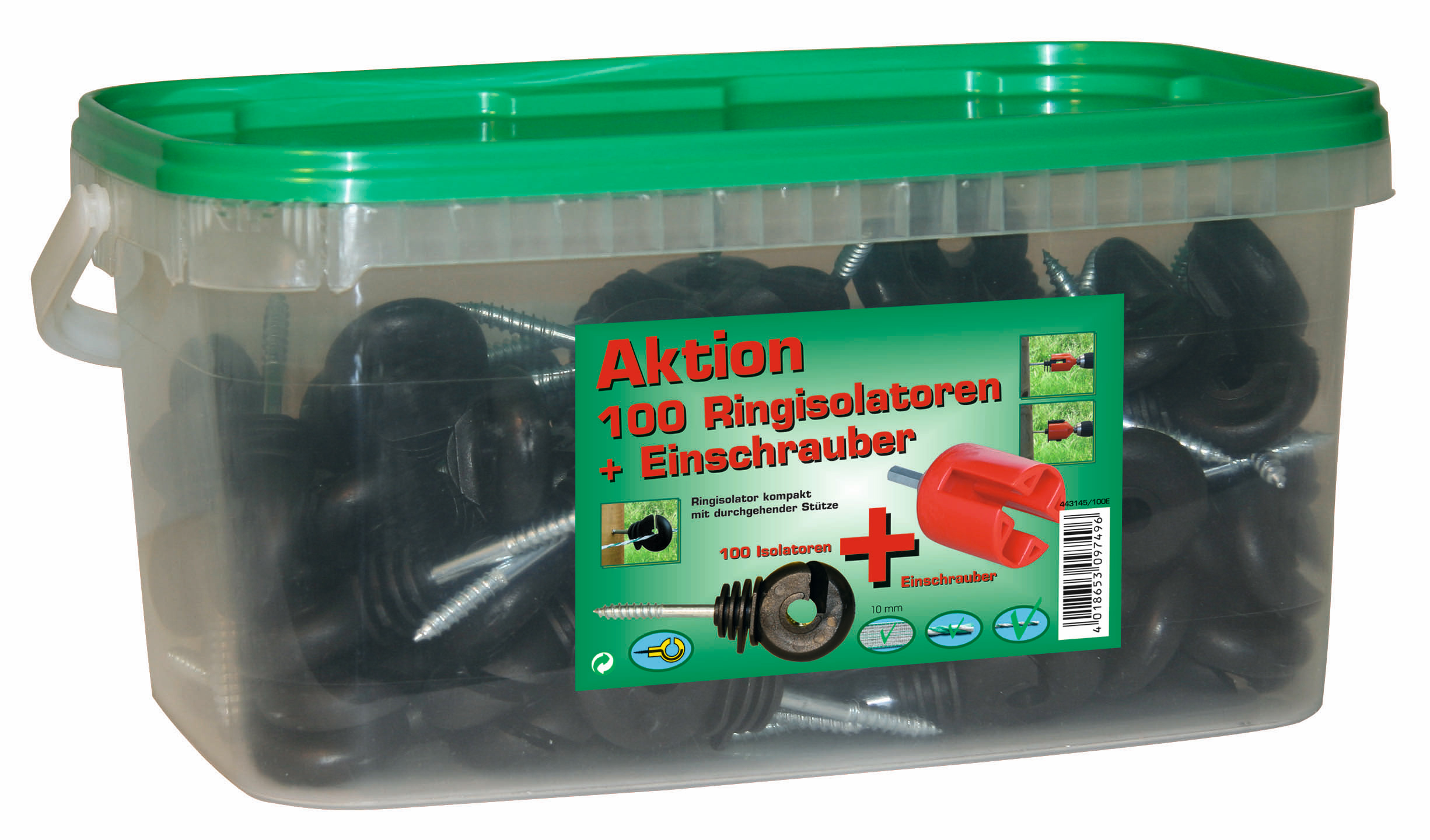 Ringisolator kompakt inkl. Einschrauber | 100 Stück Eimer - Kerbl Ringisolator kompakt inkl. Einschrauber | 100 Stück Eimer von Kerbl