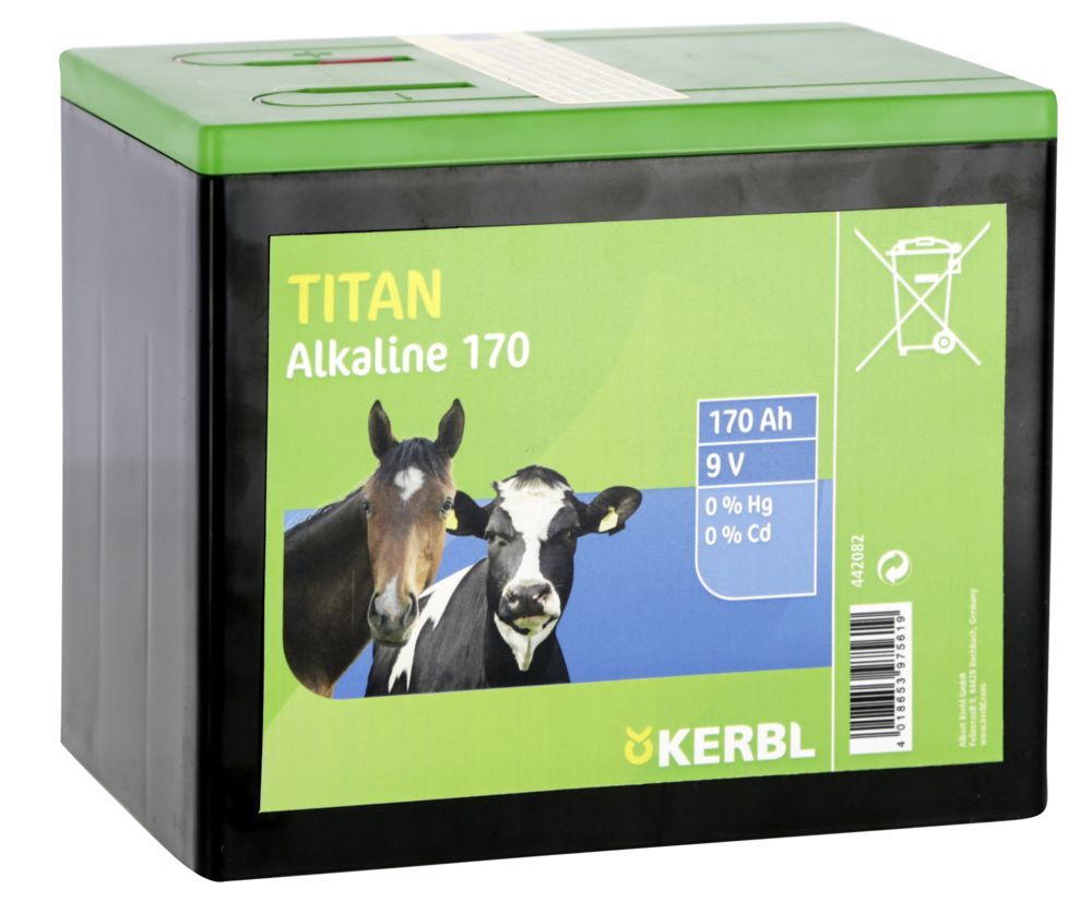 Alkaline Trockenbatterie TITAN 9 Volt, 170 Ah von Kerbl 442082