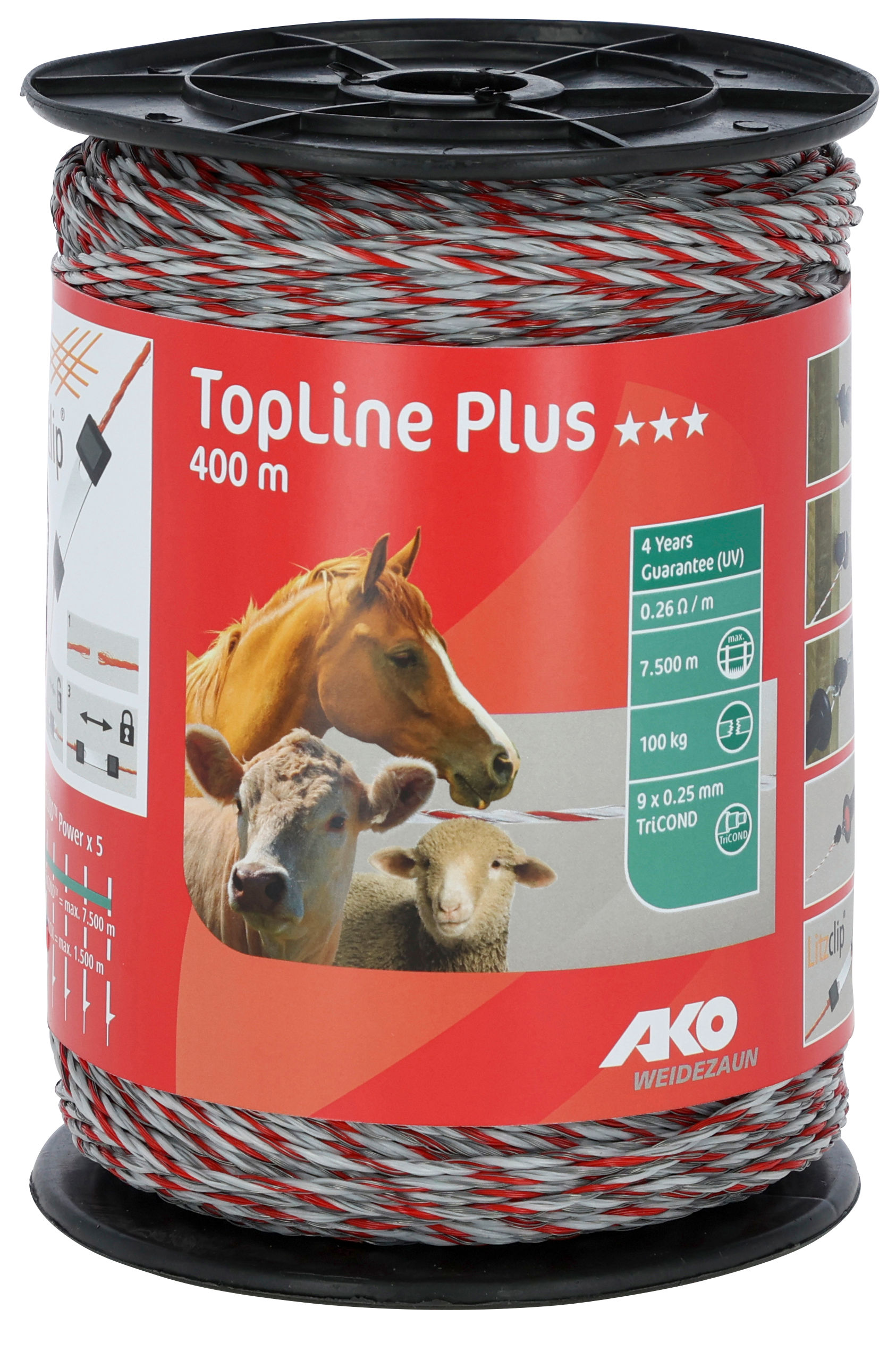 AKO Weidezaunlitze TopLine Plus weiß/rot - AKO AKO Weidezaunlitze TopLine Plus weiß/rot von AKO