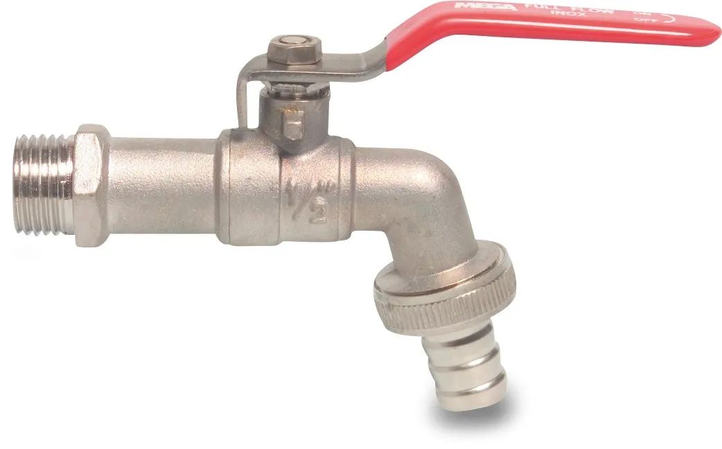 Kugelauslaufhahn 1/2" mit Edelstahlhebel - Kugelauslaufhahn 1/2" mit Edelstahlhebel von