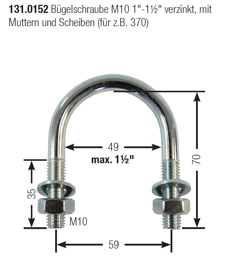 Bügelschraube 34 – 48 mm (1½" – 2") von Suevia 131.0152
