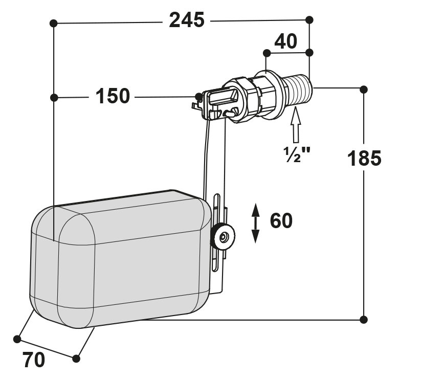Schwimmerventil Mod. 820 ½" - Suevia 131.0820 Schwimmerventil Mod. 820 ½" von Suevia 131.0820