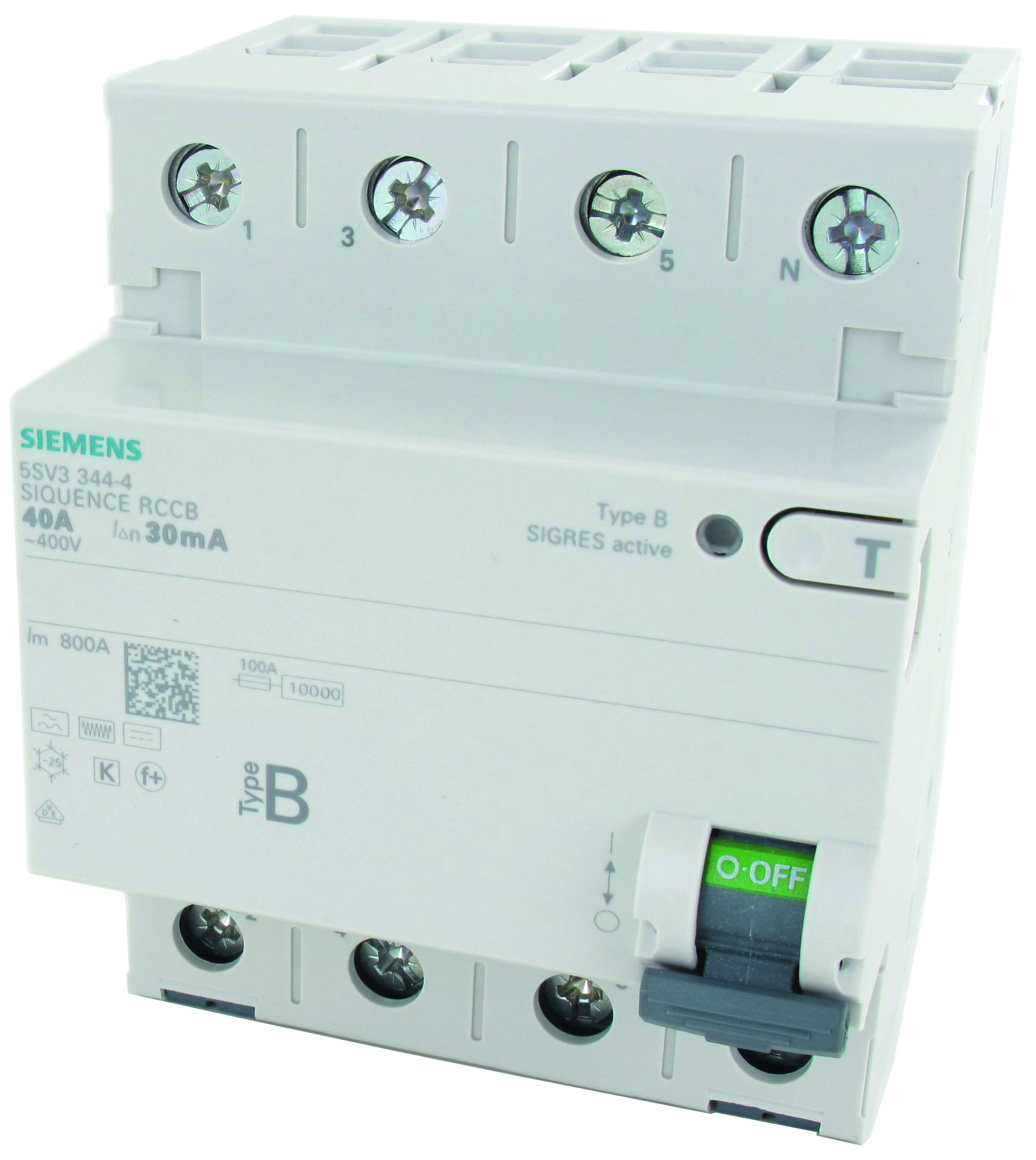 Fehlerstromschutzschalter 4-polig, 40 A Typ B allstromsensitiv - Siemens Fehlerstromschutzschalter 4-polig, 40 A Typ B allstromsensitiv von Siemens