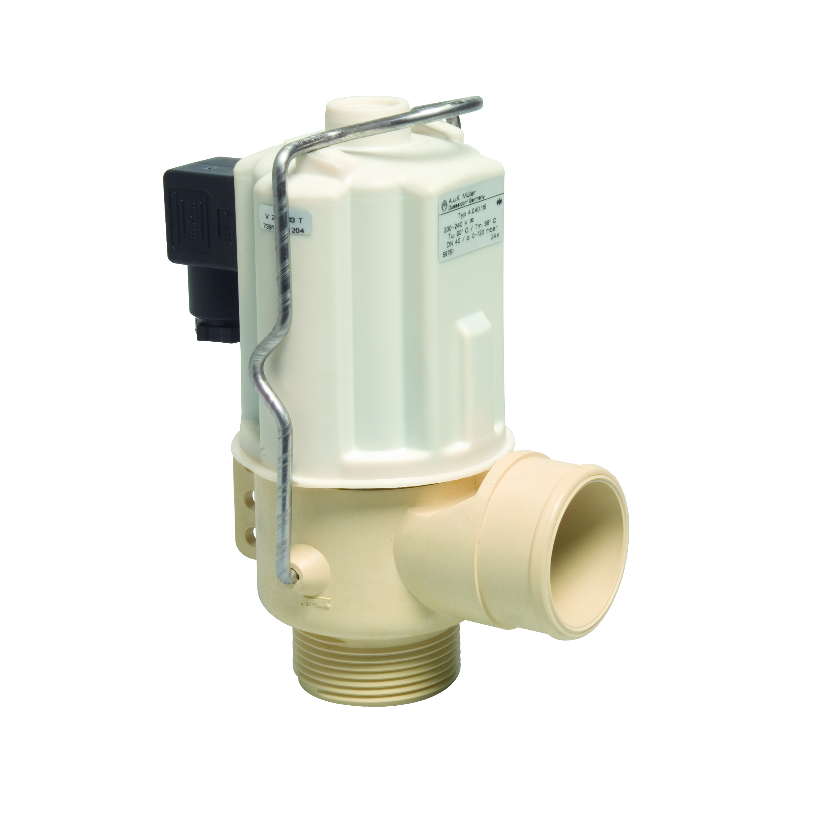 Ablassventil für Milchtank 40mm 230V, 1 1/2" Gewinde unten, stromlos geschlossen - A. u. K. Müller Ablassventil für Milchtank 40mm 230V, 1 1/2" Gewinde unten, stromlos geschlossen von A. u. K. Müller