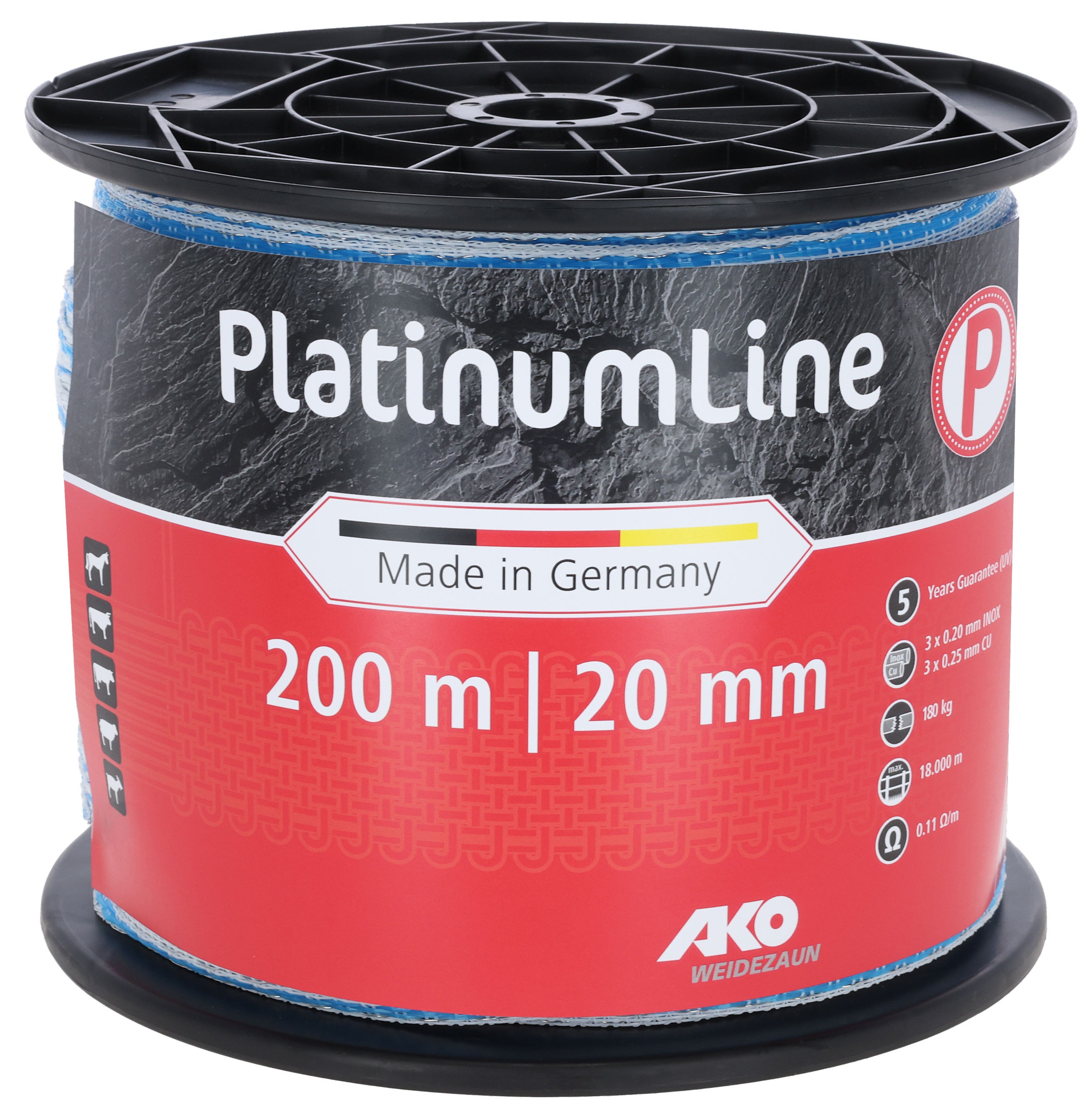 AKO Weidezaunband PlatinumLine 20 mm weiß/blau | 200 m - AKO AKO Weidezaunband PlatinumLine 20 mm weiß/blau | 200 m von AKO