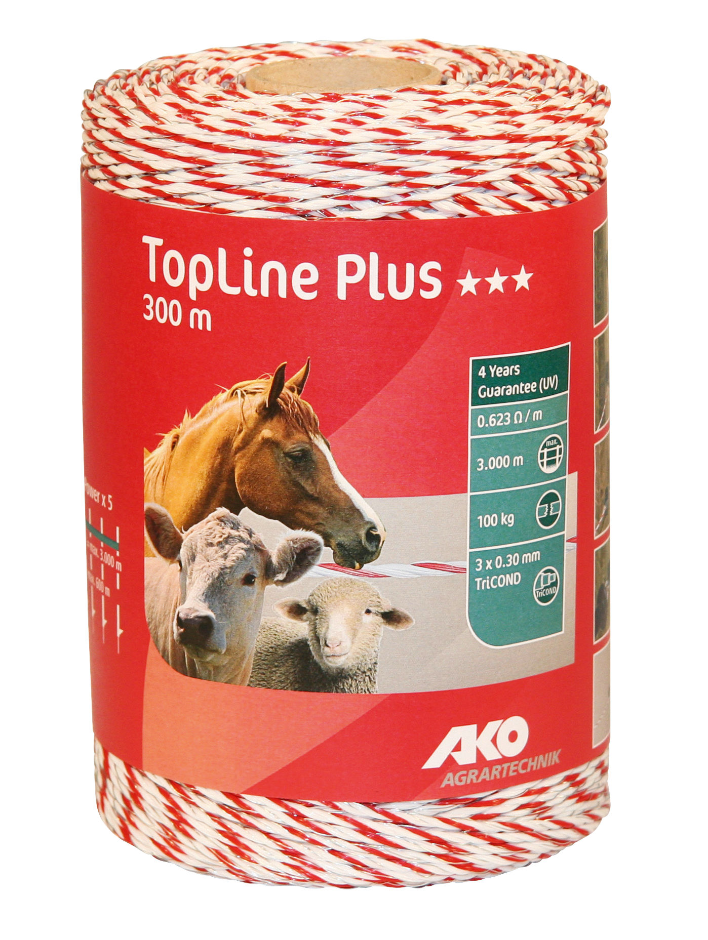 AKO Weidezaunlitze TopLine Plus weiß/rot von AKO
