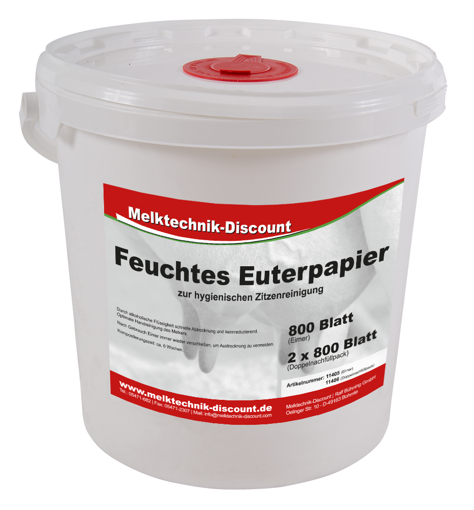 Feuchte Eutertücher, Eimer, 20x20cm, 800 Blatt - Melktechnik-Discount Feuchte Eutertücher, Eimer, 20x20cm, 800 Blatt von Melktechnik-Discount