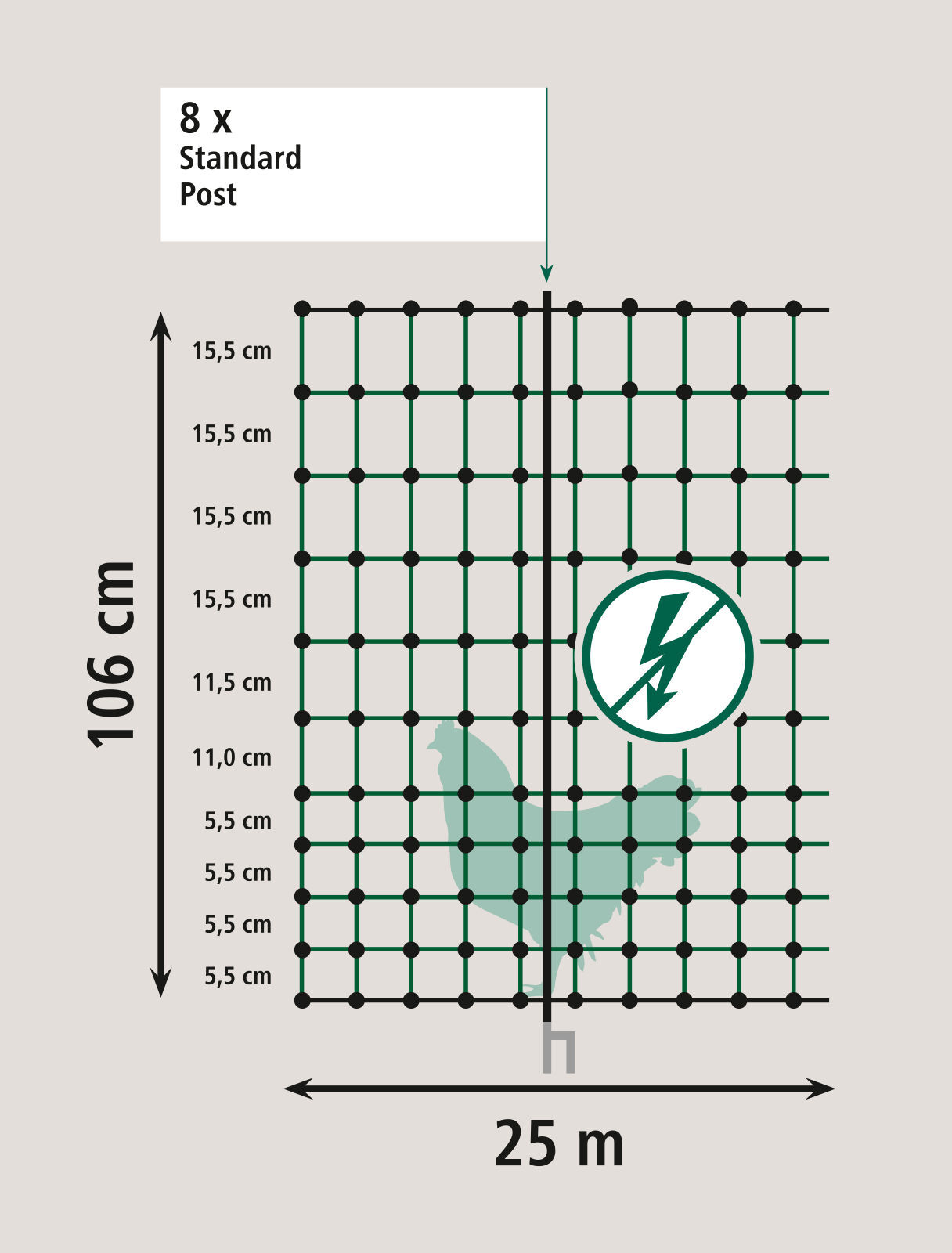 Geflügelnetz, 106 cm, Doppelspitze | 25 Meter von Kerbl