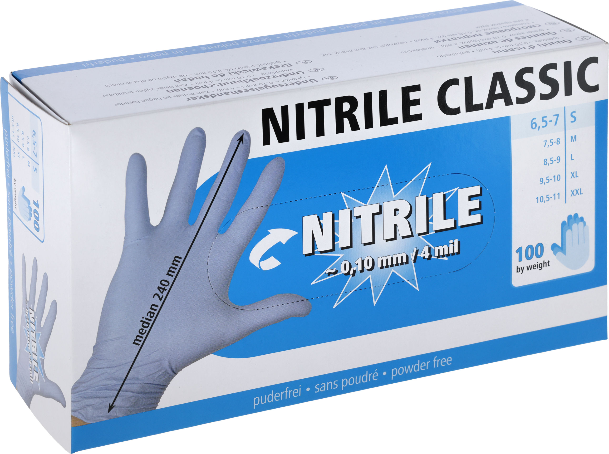 Einmalhandschuh Nitril Classic, 4mil, 240mm | 100 Stück von Kerbl
