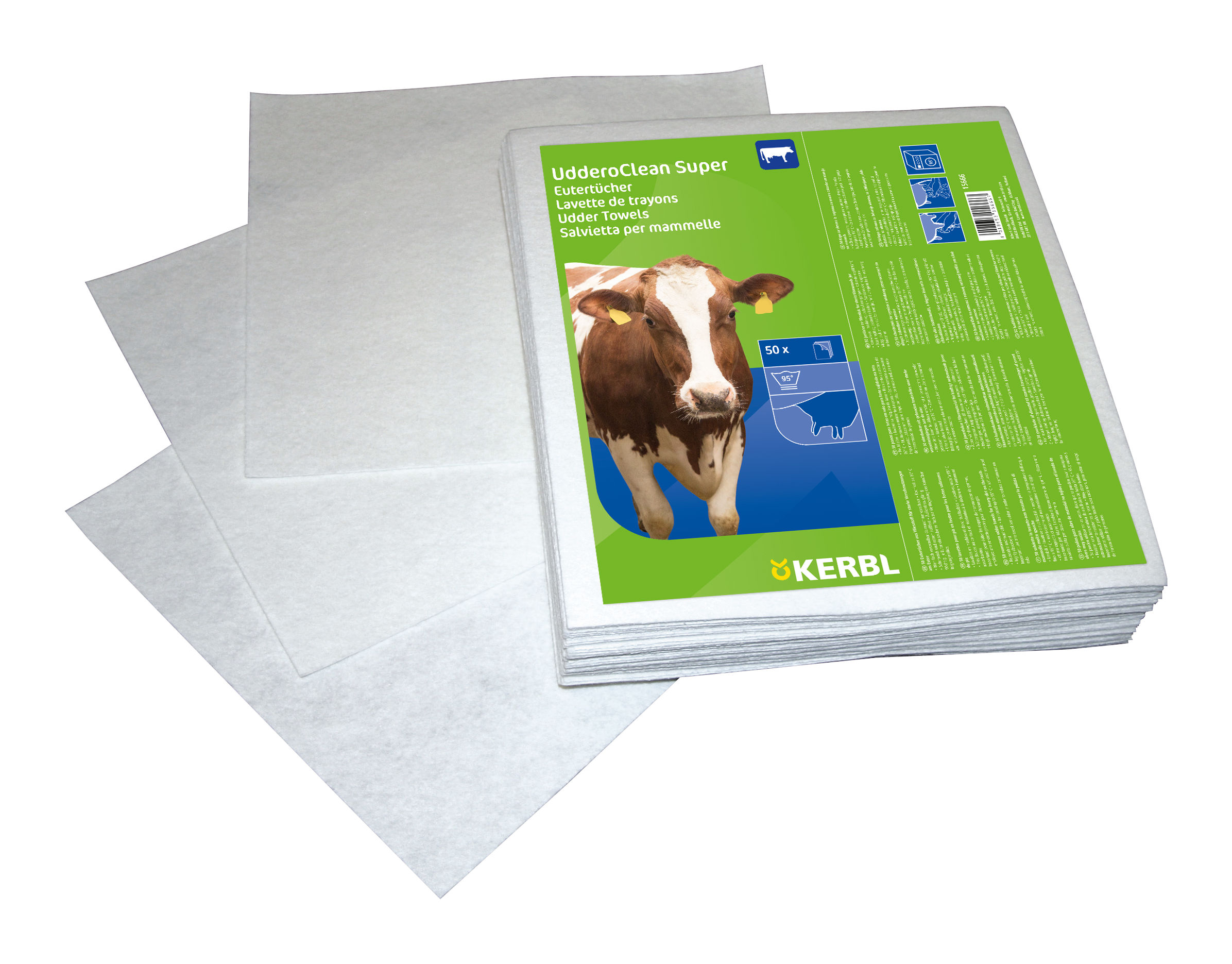 Eutertücher UdderoClean Super, wiederverwendbar & kochfest, ca. 34 x 37 cm | 50er Pack - Kerbl 15666 Eutertücher UdderoClean Super, wiederverwendbar & kochfest, ca. 34 x 37 cm | 50er Pack von Kerbl 15666