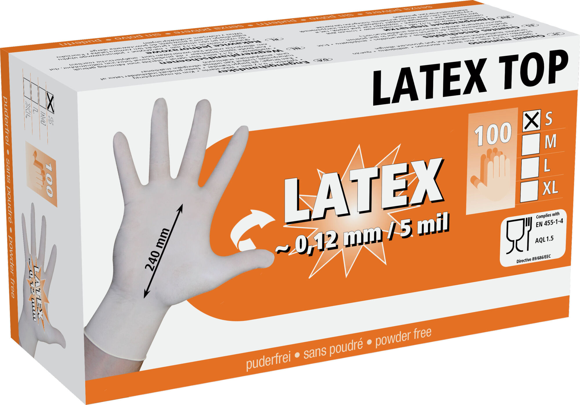 Einmalhandschuh Latex Top, 4mil, 240mm | 100 Stück von Kerbl