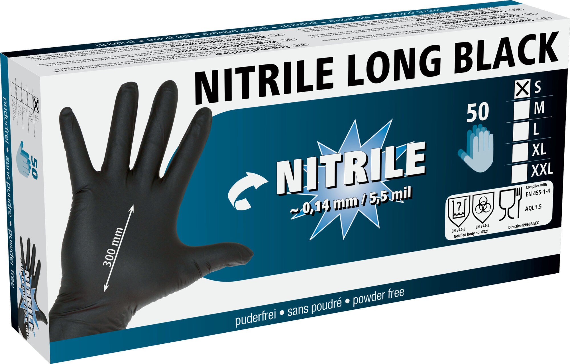 Einmalhandschuh Nitrile Long Black, 5,5mil, 300mm | 50 Stück - Kerbl Einmalhandschuh Nitrile Long Black, 5,5mil, 300mm | 50 Stück von Kerbl