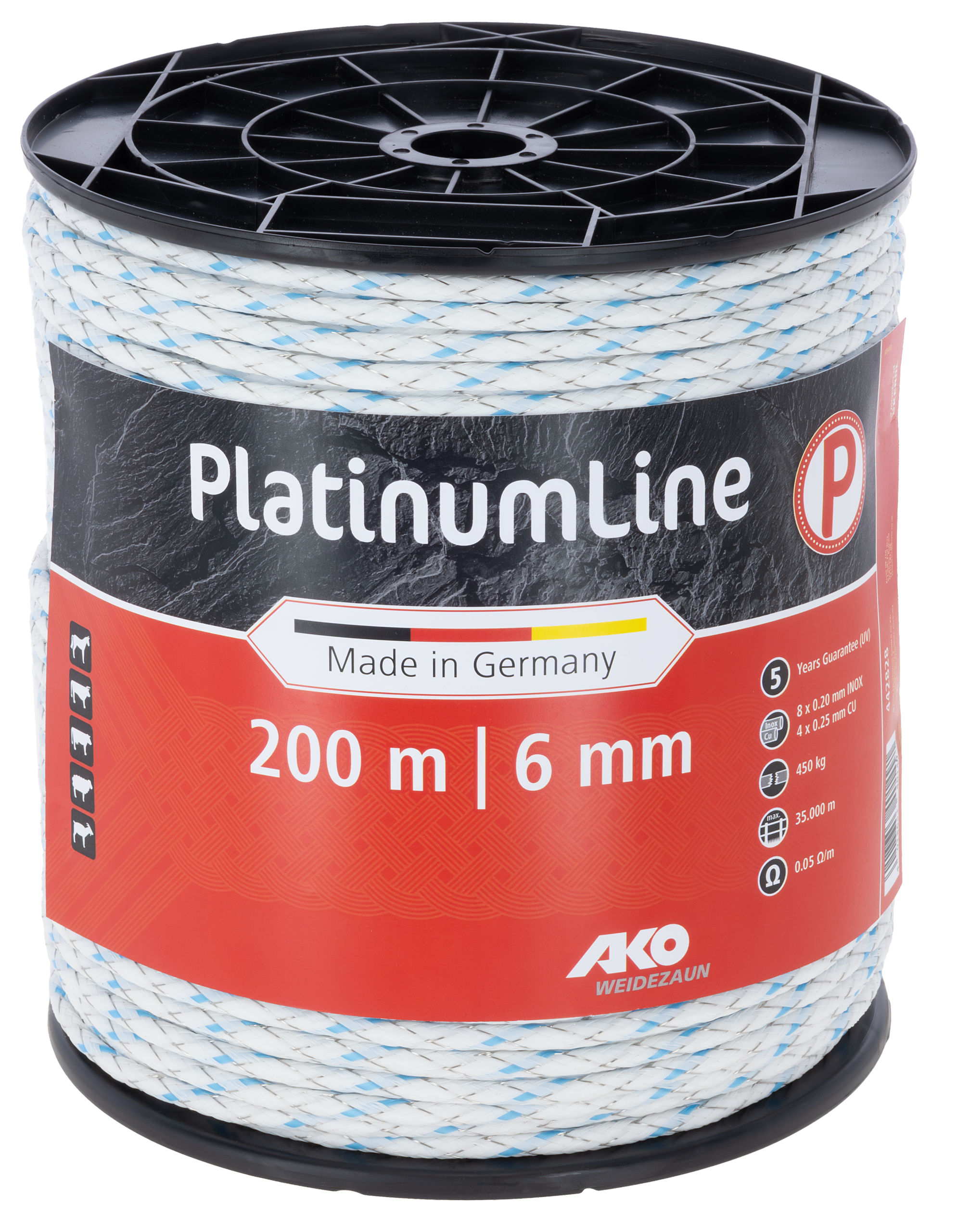 AKO Weidezaunseil PlatinumLine 6 mm weiß/blau von AKO