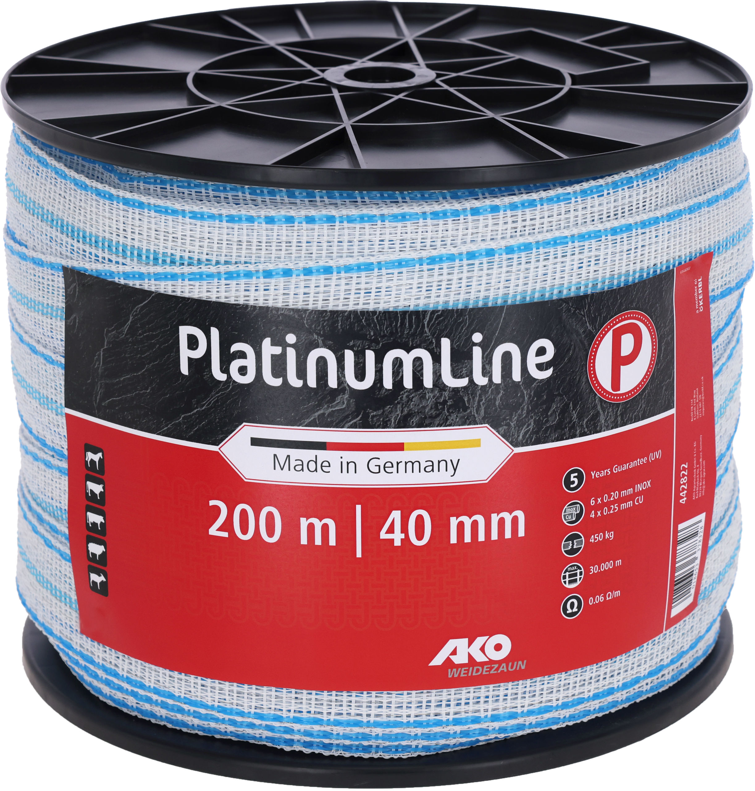 AKO Weidezaunband PlatinumLine 40 mm weiß/blau | 200 m - AKO AKO Weidezaunband PlatinumLine 40 mm weiß/blau | 200 m von AKO