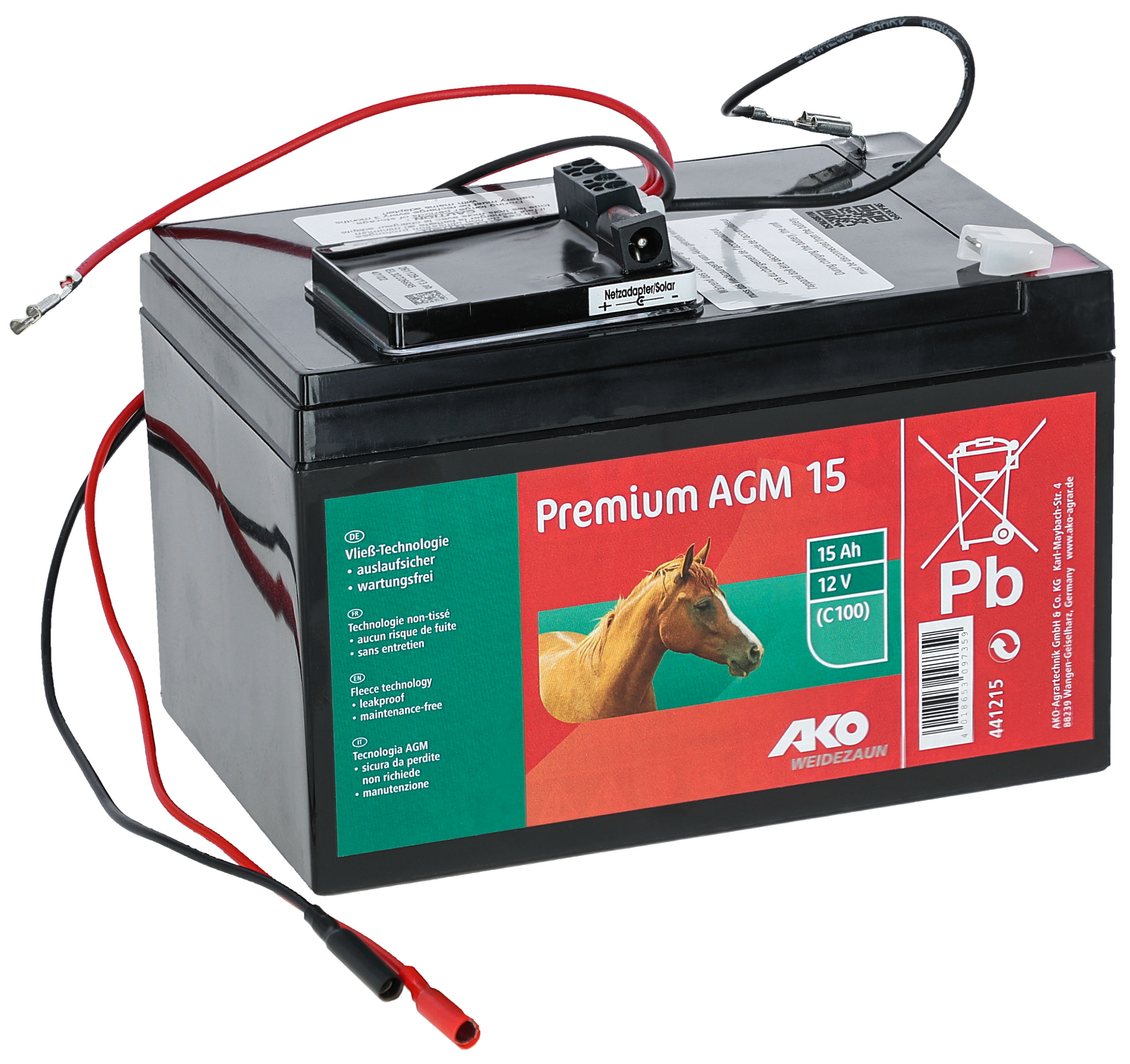 AKO Premium AGM Batterie 12 Volt 15 Ah Komplettset - AKO 441215 AKO Premium AGM Batterie 12 Volt 15 Ah Komplettset von AKO 441215